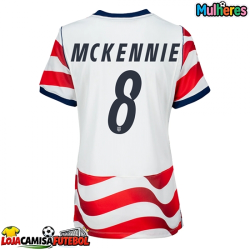Camisa de Futebol Estados Unidos Weston McKennie #8 Equipamento Principal Mulheres Mundo 2026 Manga Curta